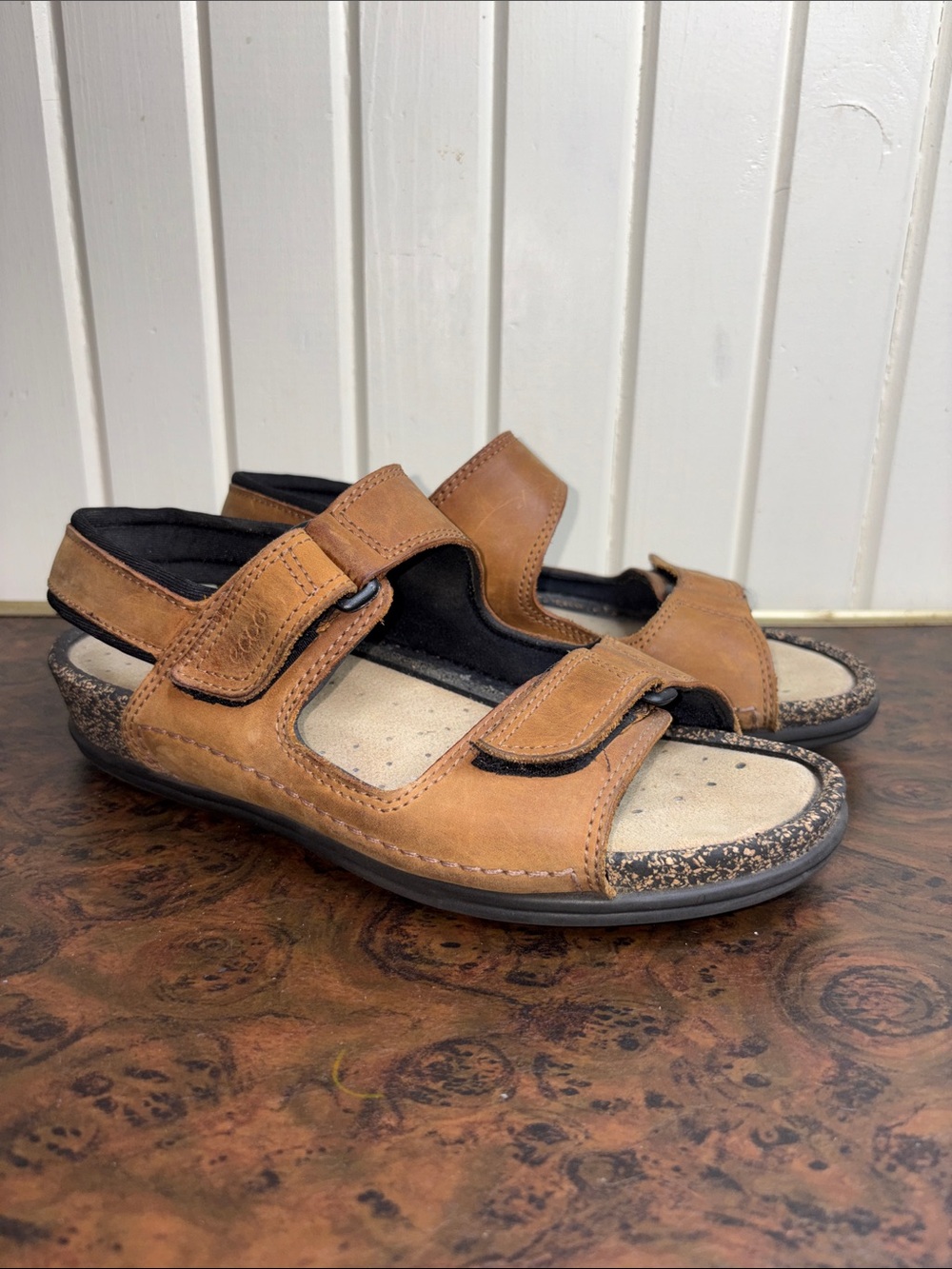 ECCO Cosmo Leather Nubuck Cork Walking Slingback Sandals size 41 | US size 10